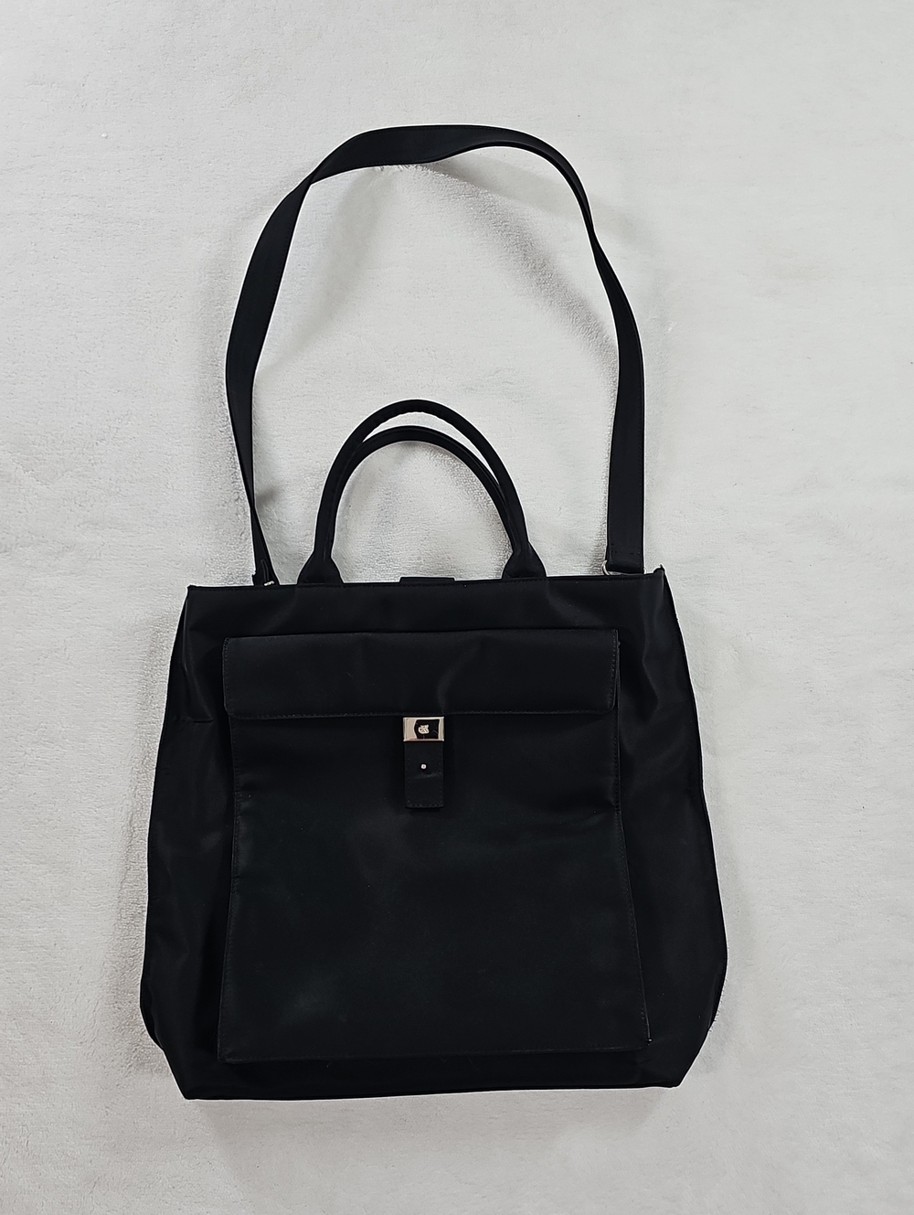 Calvin‎ Klein Black Nylon Tote Bag Crossbody Shoulder Bag CK Logo Minimalist